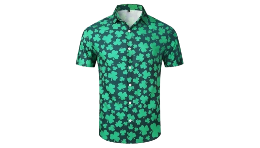 Irish Clover Print Hawaiian Shirt - Green