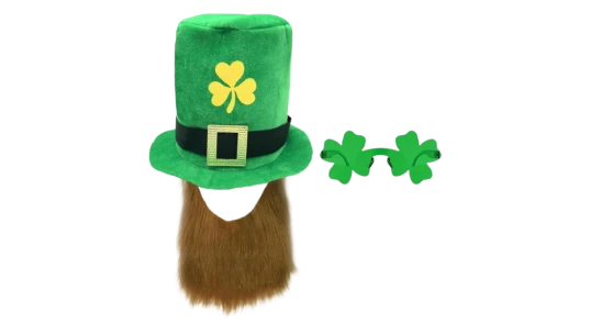 St. Patrick's Day Top Hat Beard Four Leaf Clover Glasses