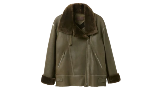 Sheepskin Aviator Jacket - Black Olive