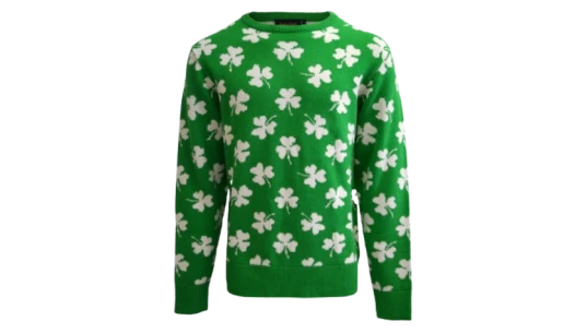 Shamrock Print Knit Jumper - Green/Cream