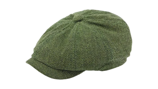Dockside Newsboy Twill Cap - Moss Herringbone