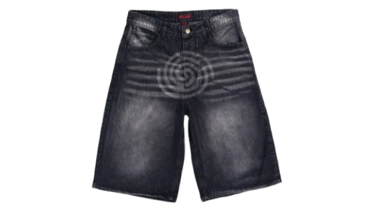 Spiral Engraved Jorts - Washed Black