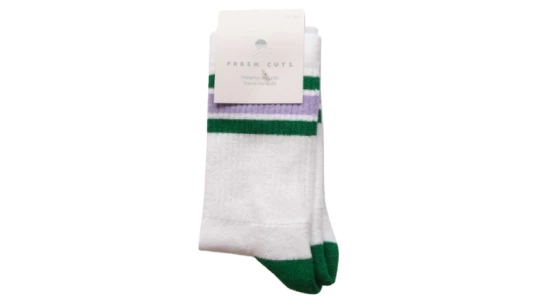 Sports Sock - White/Green/Purple Stripes
