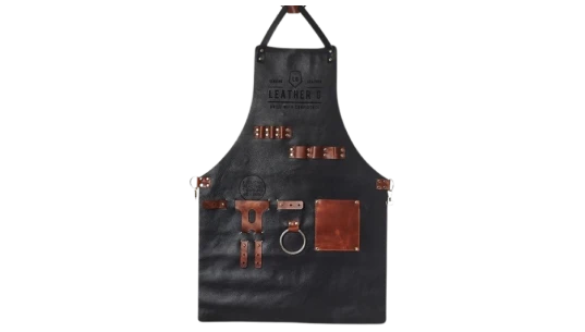 Leather BBQ Apron With Beer Holder - Black/Brown