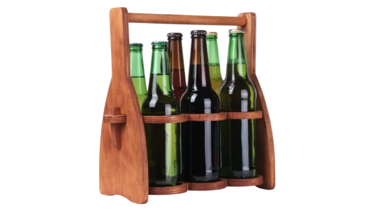 Wooden 6-Bottle Beer Caddy Collapsible Drink Holder