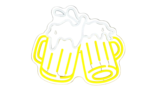 Beer Neon Sign Wall Decor - Yellow/White
