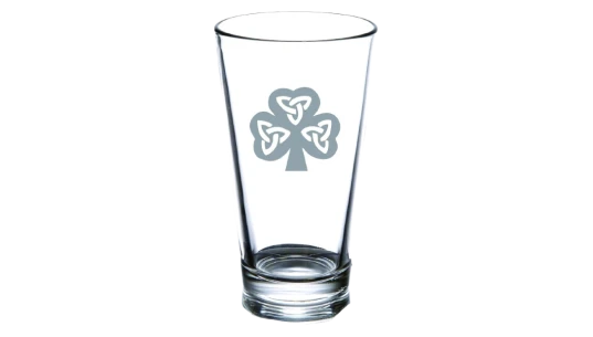 Irish Shamrock Laser Etched Engraved Beer Glass 474ml