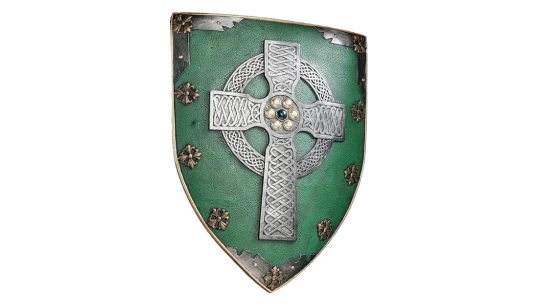 Celtic Warriors Sculptural Wall Shield - Green/Silver/Bronze/Multi