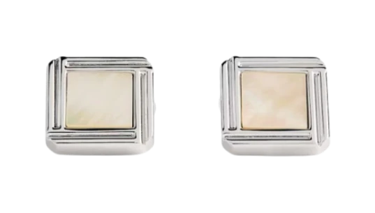 Rhodium-Plated Celtic Mother of Pearl Cufflinks
