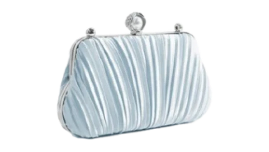Pearl Pleated Clutch Bag - Blue