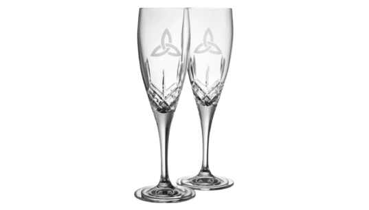 Trinity Knot Flute Glass Pair - Clear
