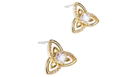 Celtic Earrings With Stone - Gold