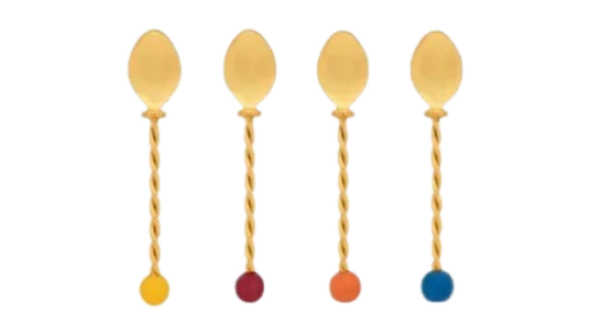 Torchon Dessert Spoon Set Of 4 - Gold-Tone