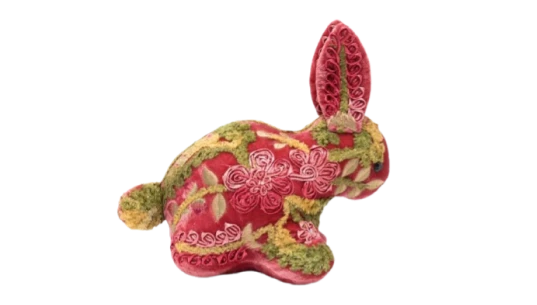 Bunny Embroidered Soft Toy - Colar Red