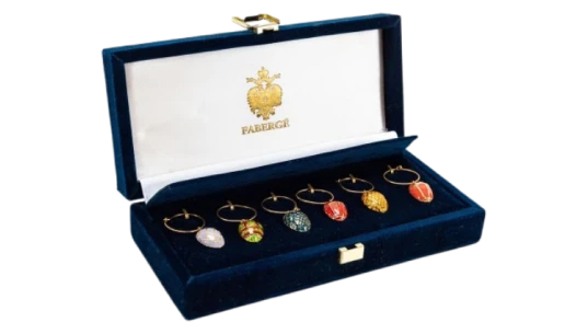 Imperial Enamel Egg Wine Charms Set Of 6 Pre-Owned