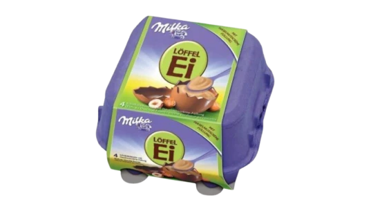 Milka LOFFEL Ei Filled HAZELNUT Eggs 136g