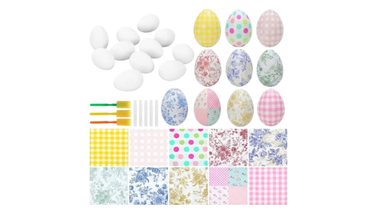 Easter Unfinished Egg Decoupage Kit Set Of 82