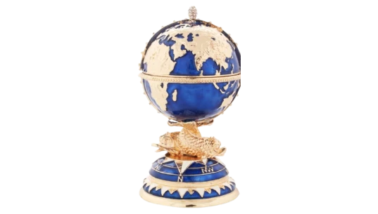 Easter Egg Trinket Jewel Box Globe - Blue/Gold