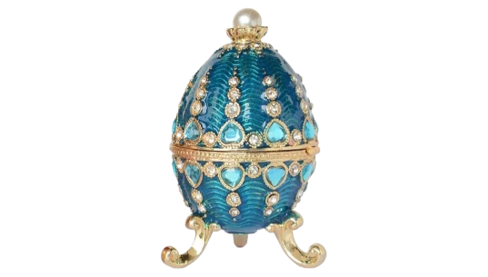 Bejeweled Castle Easter Egg Trinket Box - Multicolor