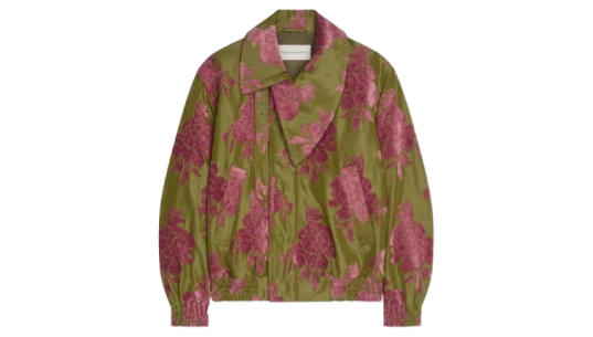 Floral Bomber Jacket - Green/Pink