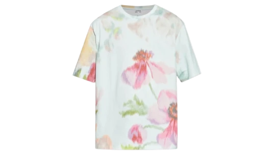 Floral-Print Cotton T-Shirt - Light Blue