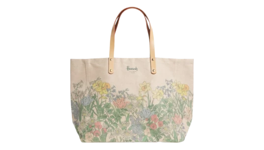 Large Canvas Easter Market Tote Bag - Cream/Floral