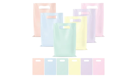 Plastic Gift Bags Set Of 60 - Pastel Multicolor