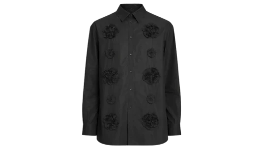 Flower-Detail Shirt - Black