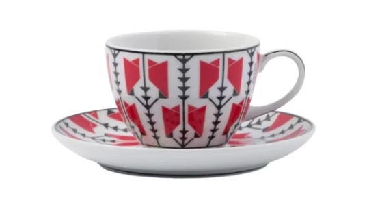 Porcelain Vienna Arrows Coffe Cup & Saucer Set of 4
