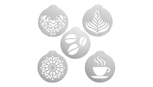 Latte Art Templates Stainless Steel 5 Pieces