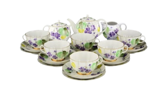 Lomonosov Imperial Porcelain Tea Set Service Tulip Forest Violet 20 Items