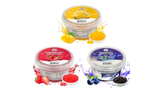 Strawberry, Mango, Blueberry Popping Boba Pearls 3 Pack
