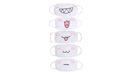 Anime Kawaii Face Masks 5 Pack - Multicolor