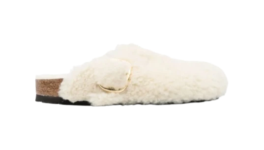 Boston Buckled Platform Slides - Eggshell White