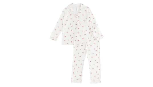 Bow-Print Pyjama Set - White/Pink