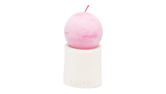 Lulu Spherical-Top Candle - Cream/Pink