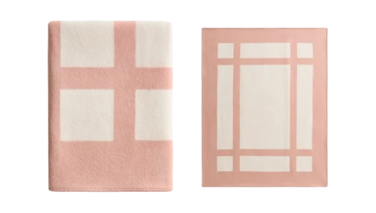 Wool-Blend Blanket - Pink/Cream