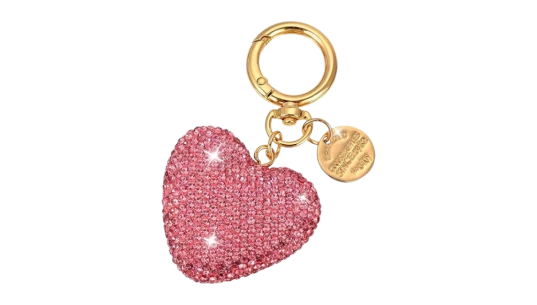 Sparkling Rhinestone Heart Keychain - Pink/Gold