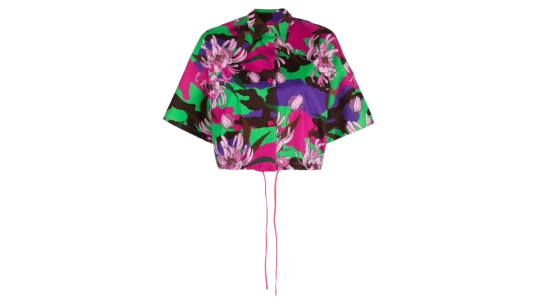 Floral-Print Cropped Shirt - Multicolor