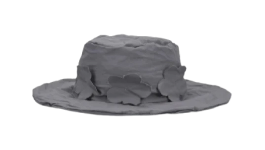 Flower-Appliqué Hat - Grey