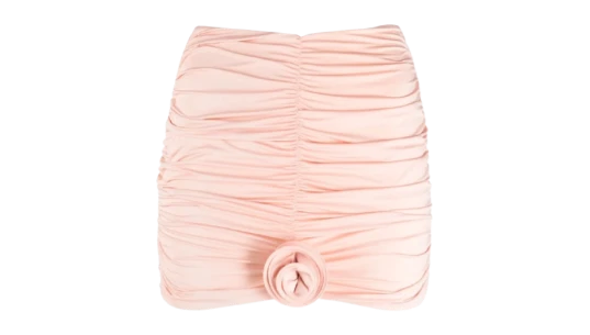 Lillibet Floral-Appliqué Ruched Stretch-Jersey Miniskirt - Rose Quartz Pink
