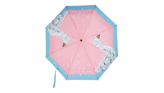 Swan & Floral Print Umbrella - Pink