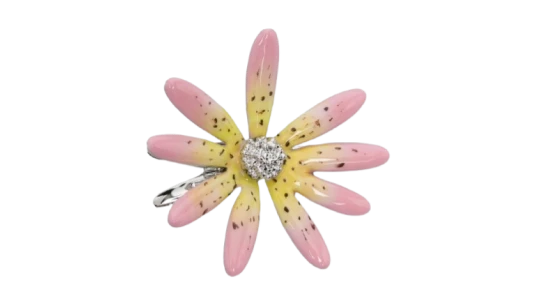 Floral Embellished Hair Clip - Pink Green