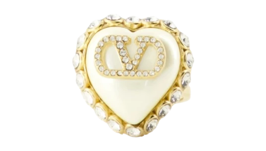 Heart-Shape Crystal-Embellished Ring - Gold