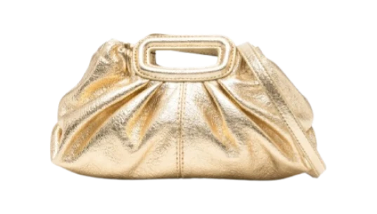Mini Ruched Leather Clutch Bag - Gold-Tone