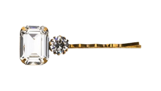 Crystal-Embellished Hair Pin - Gold-Tone