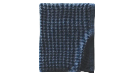 Waffle-Knit Cotton Bath Towel 90x150cm - Blue