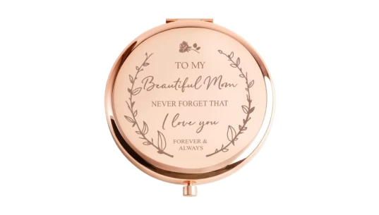 Engraved Mother Compact Mirror - Rose Gold