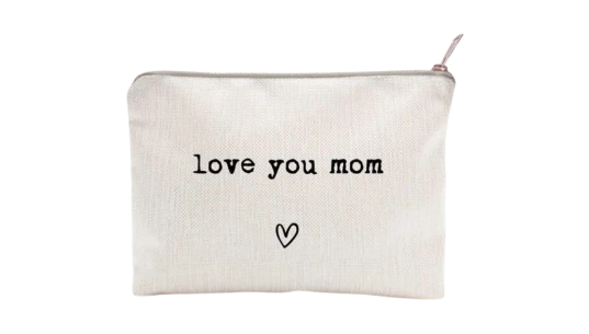 Love You Mom Makeup Bag - White/Black