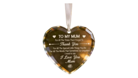 Heart-Shaped Glass Desk Ornament for Mother - Clear/White